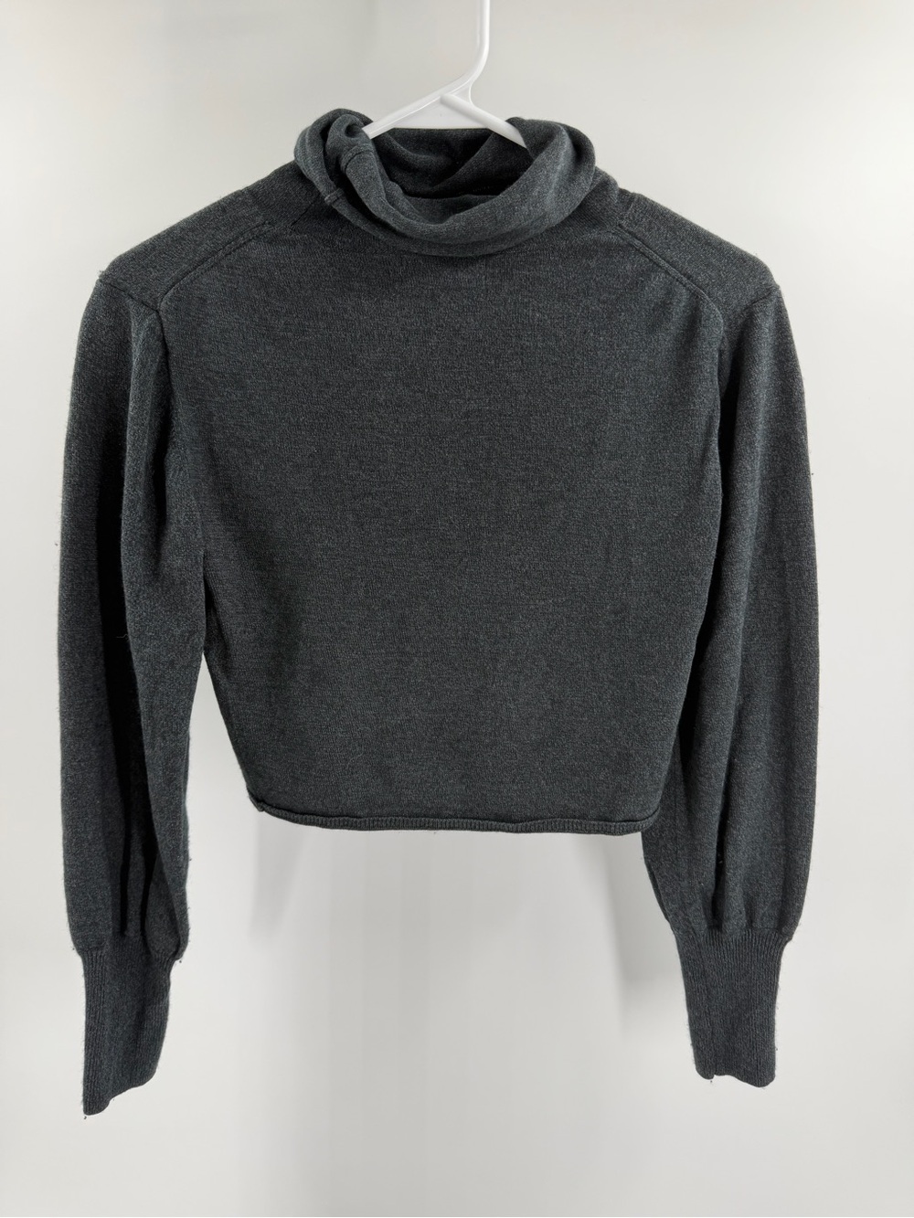 Naadam Gray Cropped Turtleneck Sweater Silk Cashmere Quiet Luxury XS